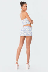 Delft Print Low- Rise Skirt