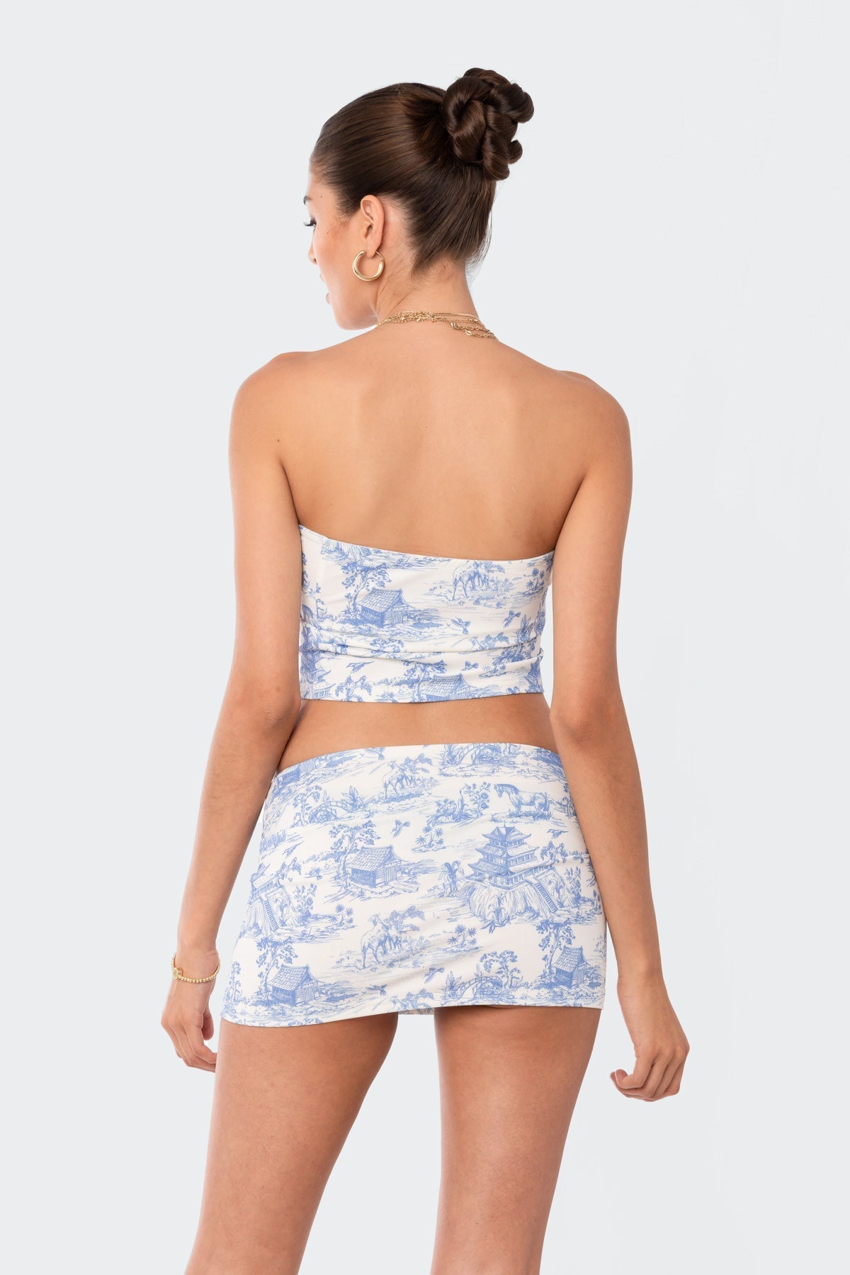 Delft Print Strapless Top