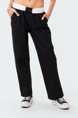 Folded Wide Leg Chino Pants