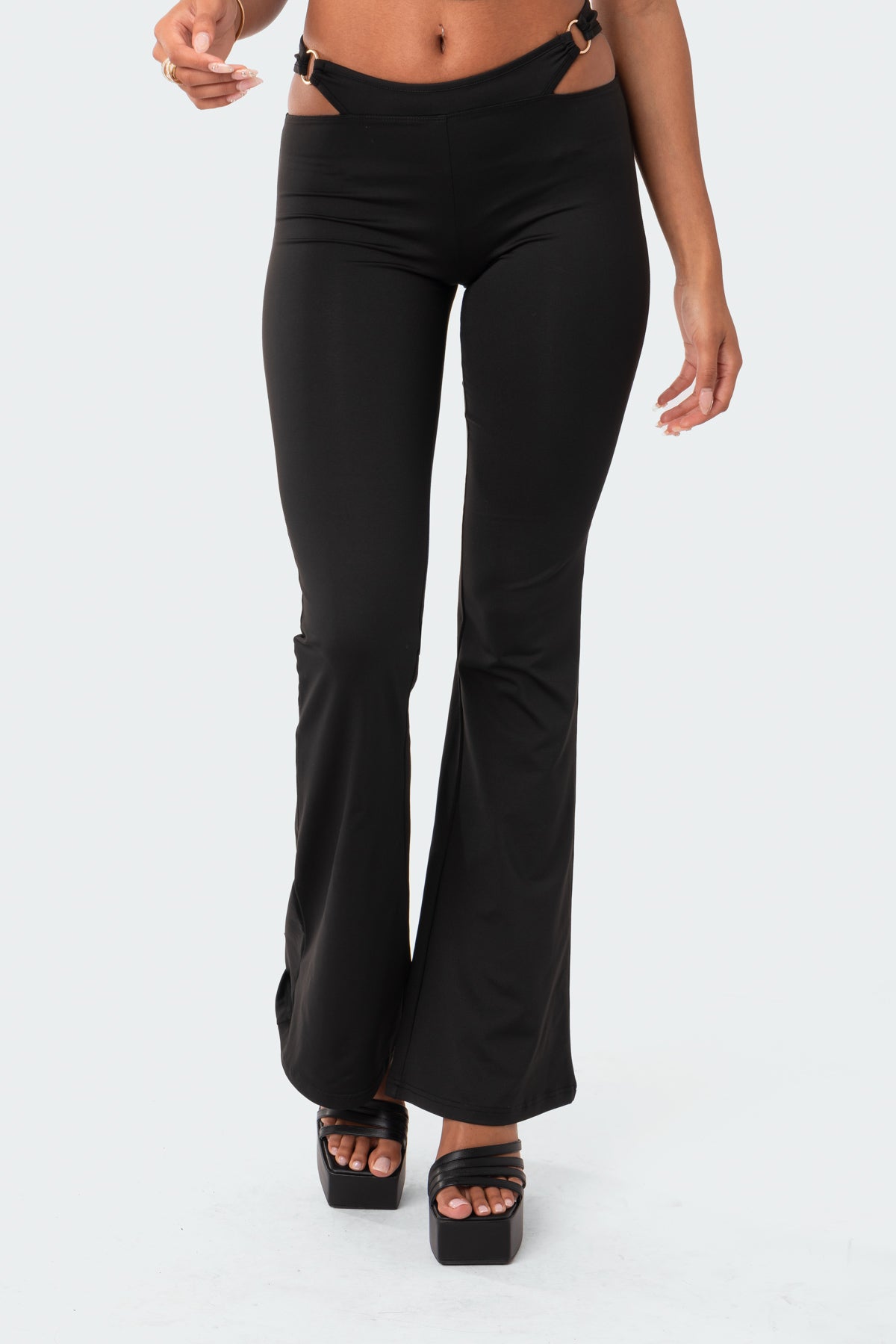 Ashanti Low-Rise Cut-Out Flared Pants