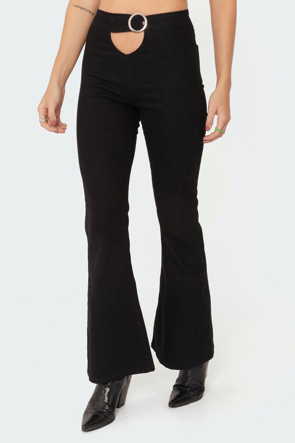 Olympia Cut-Out Flared Jeans