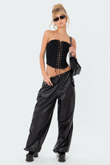 Rebel Faux Leather Cargo Pants