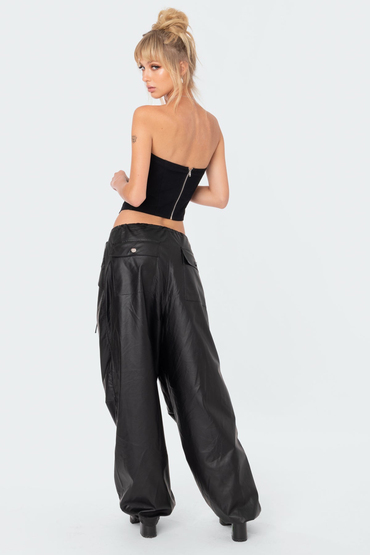 Rebel Faux Leather Cargo Pants