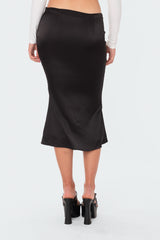 Low-Rise Satin Effect Midi Skirt