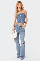 River Denim Strapless Top