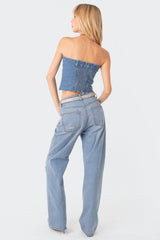 River Denim Strapless Top