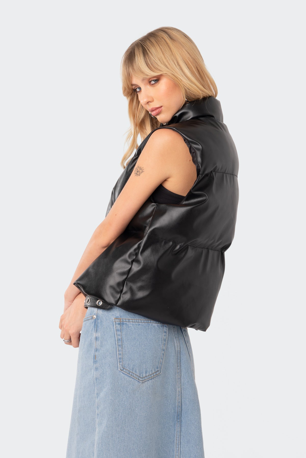 Kade Faux Leather Puffer Vest