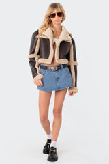 Ricky Faux Leather Shearling Jacket