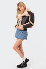 Ricky Faux Leather Shearling Jacket