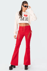 Engine Red Flared Jeans