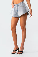 Koi Flared Denim Shorts