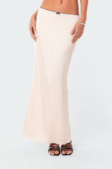 Satin Effect Back Slitted Low Rise Maxi Skirt