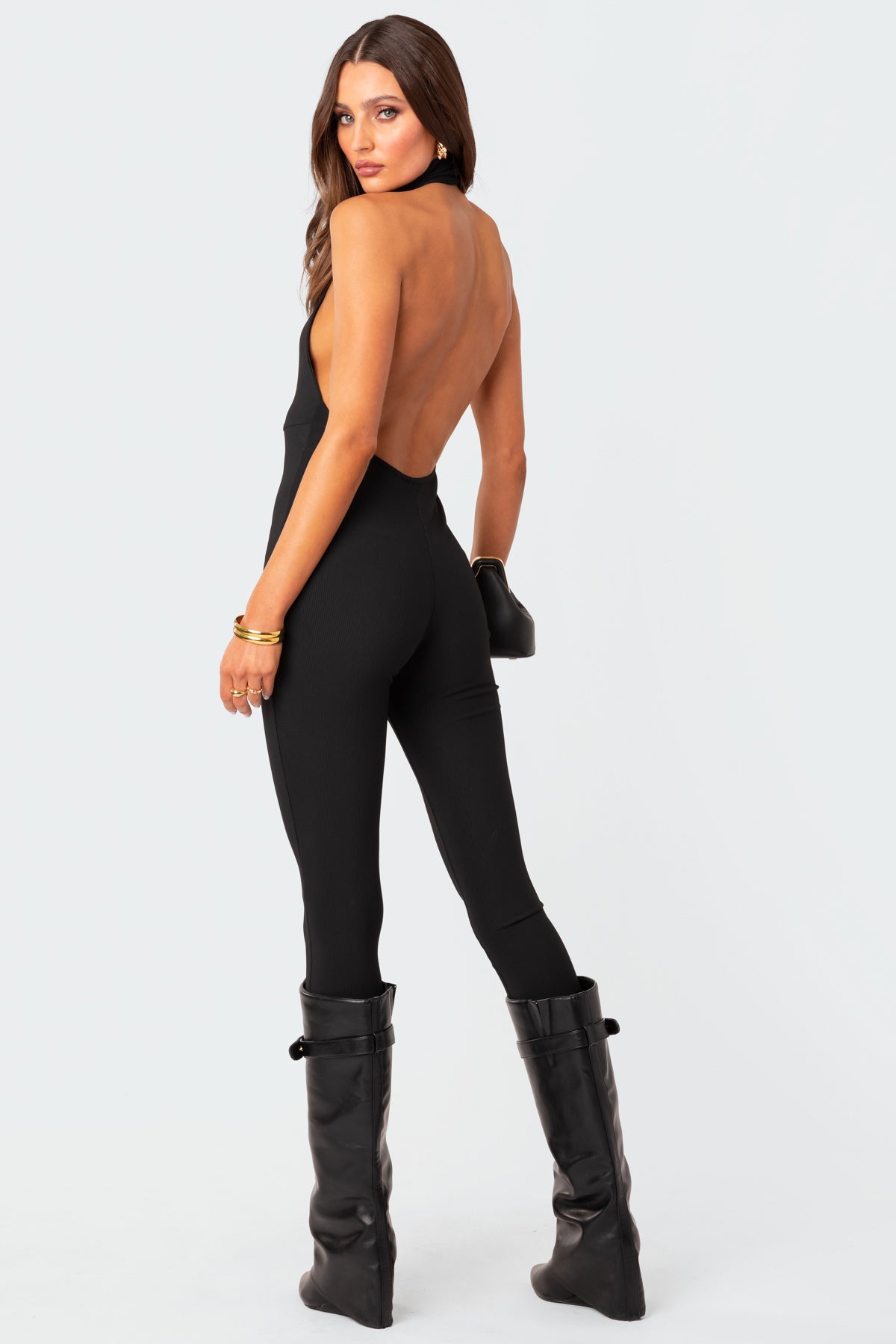 Aero Ribbed Open Back Jumpsuit