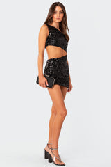 Asymmetric Cut Out Sequin Mini Dress